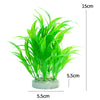 Arrangement de plantes aquatiques artificielles vert vif dans un petit pot, mesurant 15 cm de haut.
