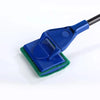 A blue aquarium cleaning tool set with a handle and a green cleaning pad.