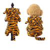 Un ensemble de survêtements pour chiens en polaire hivernal avec un motif de rayures de tigre jaune et noir.
