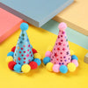 Set bunter Pailletten-Tierparty-Bandana und Kopfbedeckung mit rosa, blau, gelb und roten Pompons.