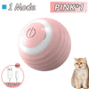 Pink automatic interactive cat toy ball with a switch and Type-C charging cable
