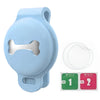 Light blue silicone holder designed to secure pet collars for AirTag devices.