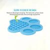 Blue silicone pet licking mat with textured surface for slow feeding