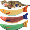 A collection of three colorful, lifelike 3D catnip fish plush toys for cats.