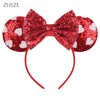 Rotes Pailletten-Mausohren-Headband mit Schleifen-Design