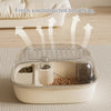 A clear plastic hamster habitat cage with a white base, showing fresh, unobstructed breathing.
