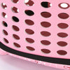 Pink breathable pet carrier backpack with a perforated design for cats and small dogs