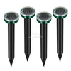 Three black ultrasonic pest repellers with solar panels on top