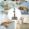 A minimalist sisal cat scratching post shown in various contexts with cats using it.