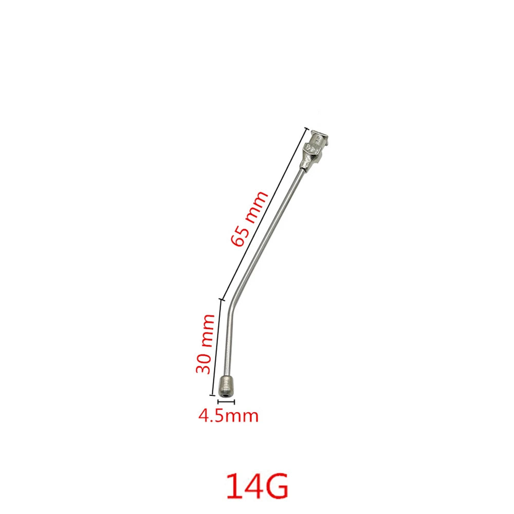 A silver stainless steel bird feeding syringe with a 65 mm tube and a 4.5 mm needle.