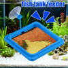 Anneau d'alimentation bleu pour aquarium avec pipette et nourriture.