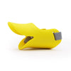 A bright yellow soft silicone dog muzzle designed for small to medium dogs.