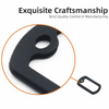 Close-up view of a black silicone dog tag protector featuring a small attached tag.