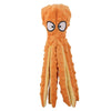 An orange plush toy shaped like a dog, designed for squeaky play and anxiety relief.