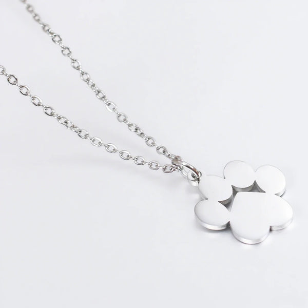 Silver stainless steel cat paw pendant necklace chain