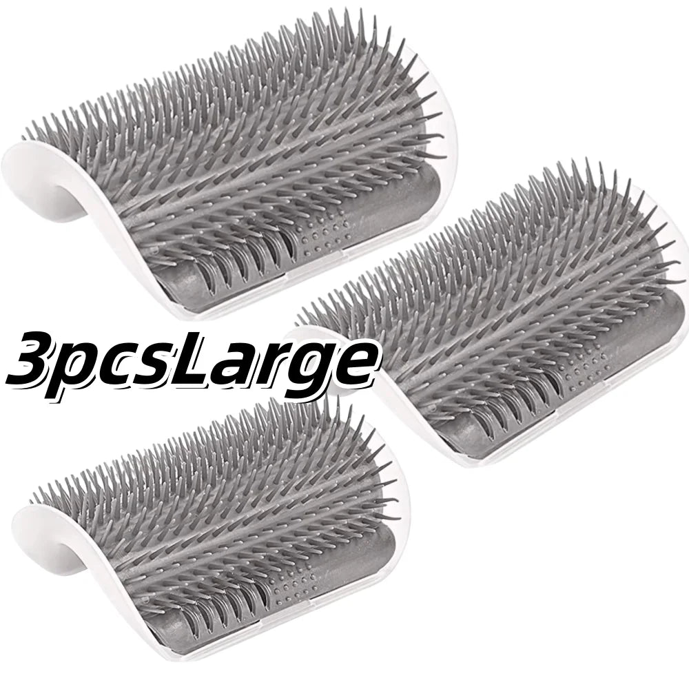 Three large gray silicone pet grooming combs and scratchers displayed on a white background.
