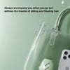 A clear reusable gel lint roller is shown resting on a white smartphone, emphasizing its compact and portable design.