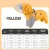 impermeable amarillo de dos capas para mascota con arnés, vista de plano