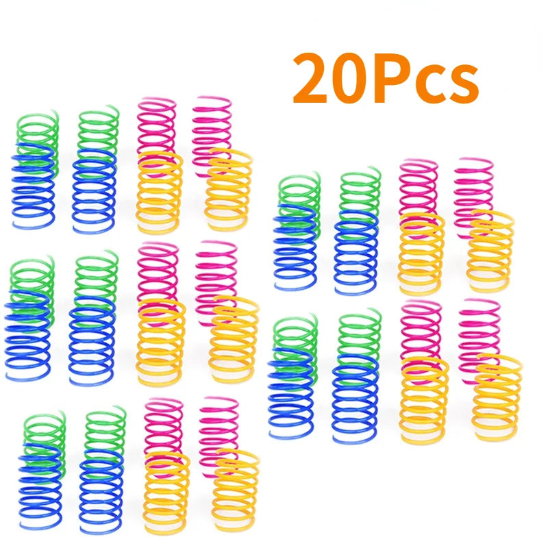 20 pieces of colorful spiral spring cat toys for interactive play