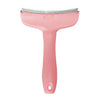 A pink pet slicker brush tool with a metal comb for deshedding dogs and cats.