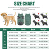 Size chart for a waterproof reflective dog coat with fleece lining showing measurements for sizes S through XXXL