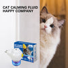 A white cat calming pheromone diffuser is shown next to a box labeled Cat Calming Pheromone Diffuser for cats.