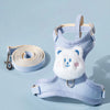 Light blue cute animal walking harness and leash set with a white bear head