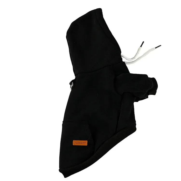 Sudadera con capucha negra impermeable para perros de razas pequeñas a medianas
