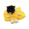 A black cat is peeking out of a yellow breathable mesh pet carrier backpack.