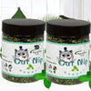 Two glass jars of Cat Nip product with black lids and green dried herbs, set against a white background.