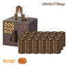 A box of 18 rolls and 270 bags of biodegradable scented dog poop bags with a cat-themed mascot.