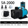 SA-2000 submersible water pump with a controller and suction cover shown on a black base.