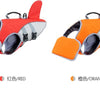 Deux gilets de sauvetage pour chiens durables, un rouge et un orange, vus de côté.