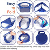Cage portable pliable pour animaux de compagnie (chats et petits chiens), en tissu bleu.