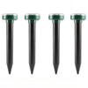 Four black ultrasonic pest repellers with green tops shown vertically