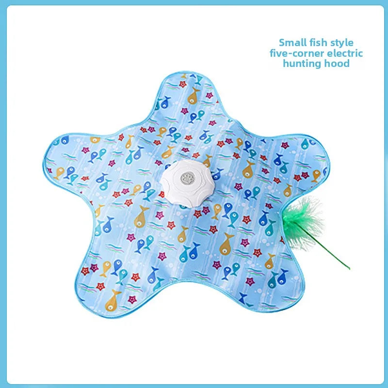 Small fish style five-corner electric hunting hood toy with moving feathers