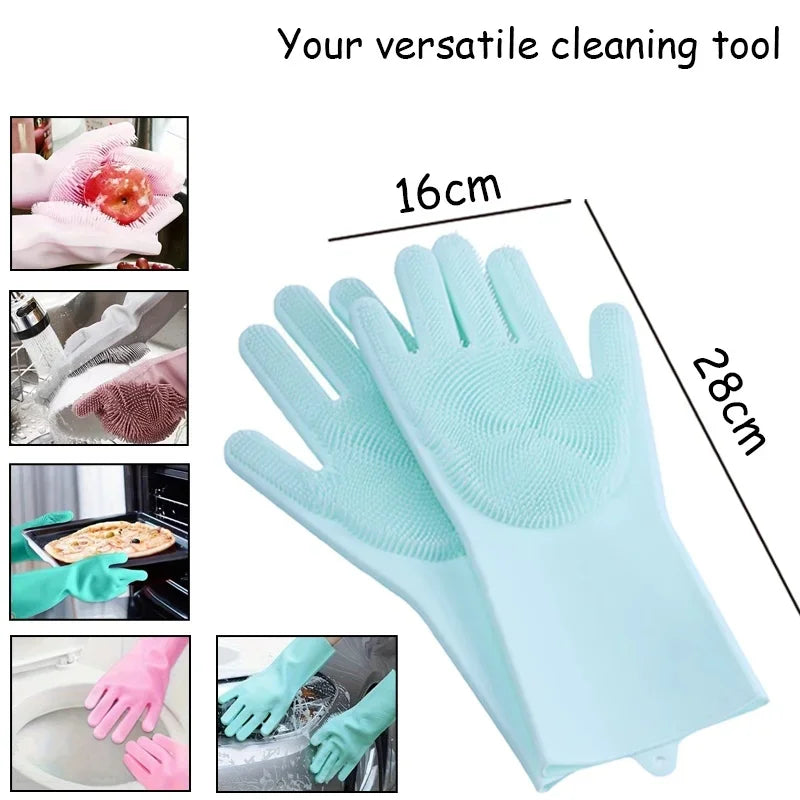 A set of light blue silicone pet grooming gloves for dogs and cats used for bathing and hair removal.