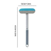 Cepillo multiuso gris y azul para remover pelo de mascotas con cabezal plano.