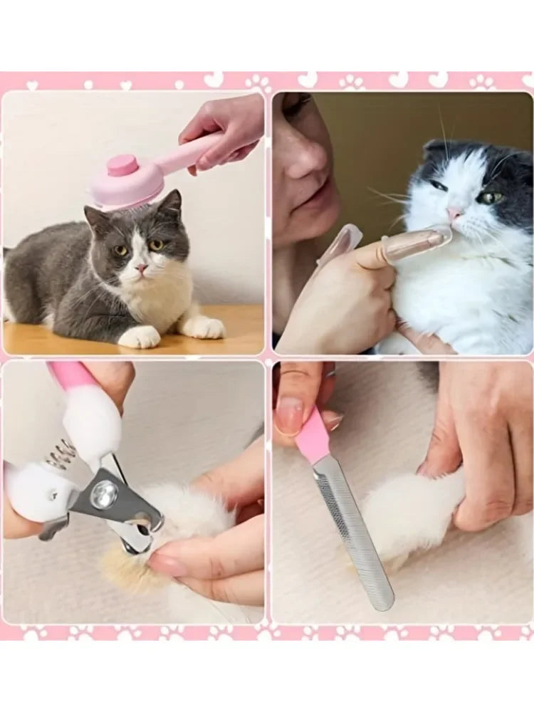 Multitool-Kit zum Pflegen und Styling des Fells einer Katze.