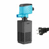 A black and light blue 3-in-1 aquarium water circulation pump with a threaded electrical connector.