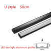 إضاءة خط LED بتصميم U باللونين الأسود والفضي، على شكل مظهر ألومنيوم، بطول 50 سم.