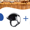 A set of black pet safety helmet and goggles for dogs and cats