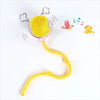 A yellow training ball with a string, featuring bird sounds and small animal figures.