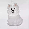Llavero de silicona transparente con forma de perro sonriente blanco para guardar pelo.