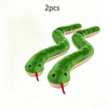 Two green crinkle snake toys for pets with pink accents
