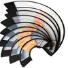 A set of clear PVC pet recovery collars for dogs and cats displayed in a fan-like arrangement.