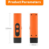 Orange ultrasonic dog bark deterrent training device shown with dimensions 110mm and 30mm