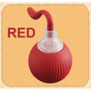 A red automatic rolling interactive ball designed for cats.