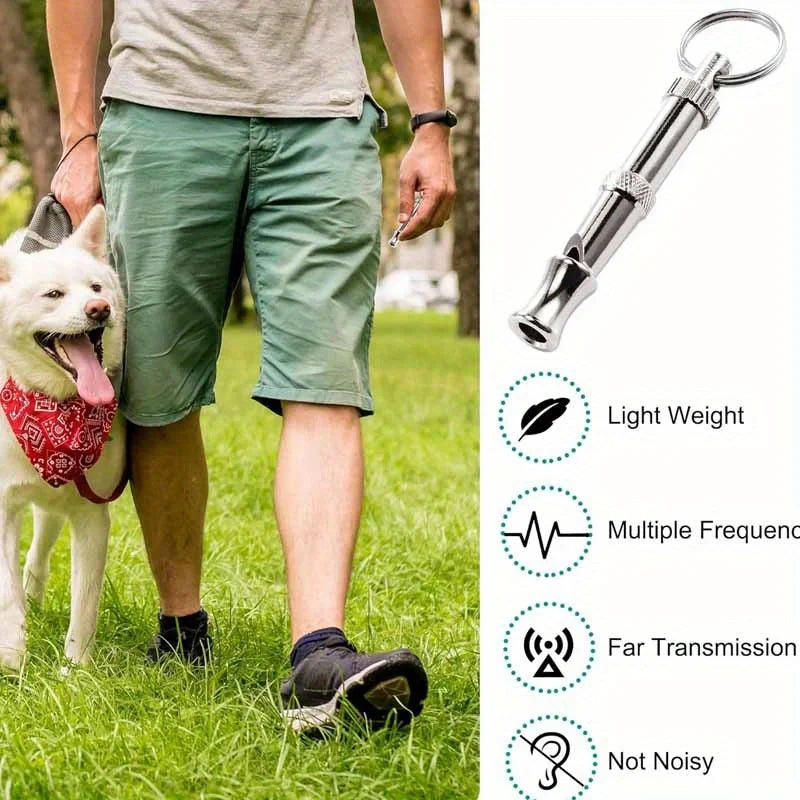 Sifflet pour chien en acier inoxydable réglable avec clip pour rappel et transmission