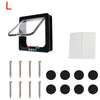 A black 4-way locking pet door for dogs and cats with a clear viewing panel and various locking mechanisms.